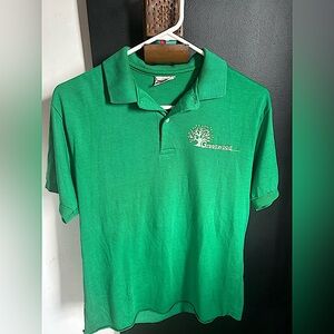 Vintage 80s 50/50 Cotton Poly Green Polo Tree Tee size M